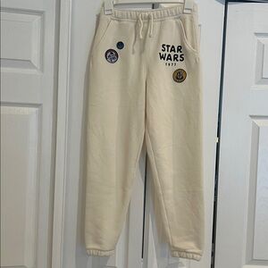 Star Wars Cream Joggers with Logo & Character Patches NWOT
